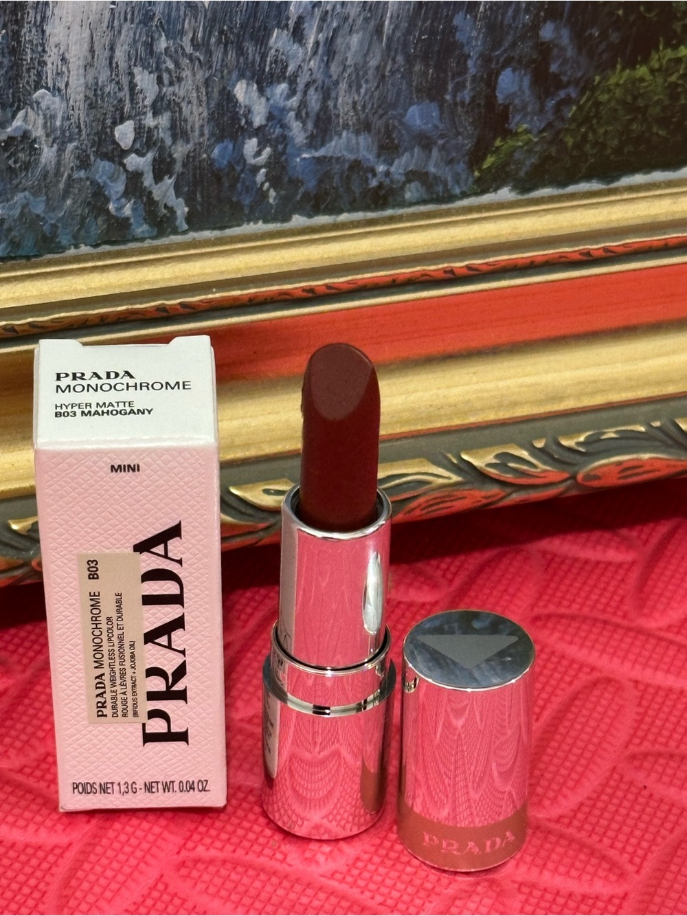Prada Monochrome Hyper Matte Lipstick B03 MAHOGANY - maroon brown